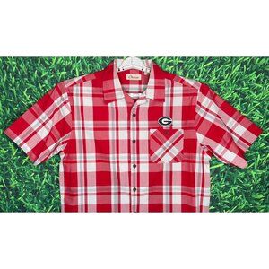 Georgia Bulldogs UGA Dawgs Plaid Short Sleeve Button Front Shirt Men’s Medium